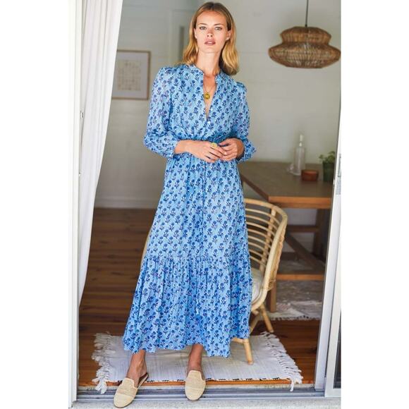 Emerson Fry India Collection Frances Midi Dress in Little Marigolds Danube Sz XS - Picture 1 of 14